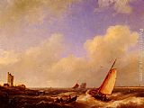Hermanus Koekkoek Snr Canvas Paintings - The Scheldt River at Flessinghe
